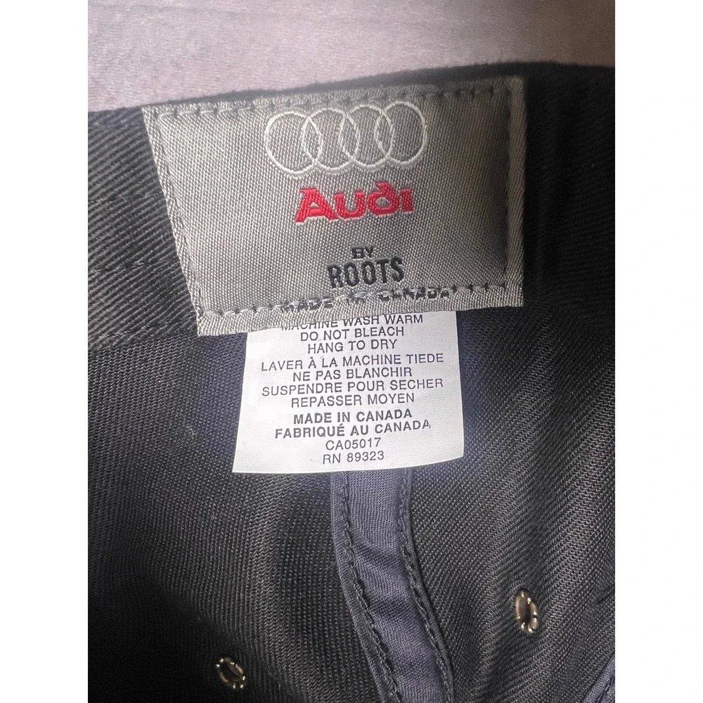 Audi by Roots Baseball Cap Unisex OS Black Embroidered Logo Adjustable Strapback